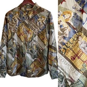 KATE HILL 100% Silk Blouse Top Shirt Novelty